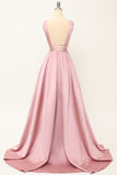 Blush Satin Long Ball Dress