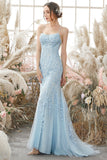 Light Purple Mermaid Long Ball Dress with Appliques