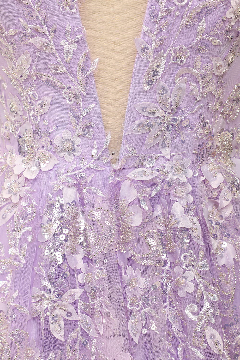 Purple Spaghetti Straps Ball Dress With Appliques