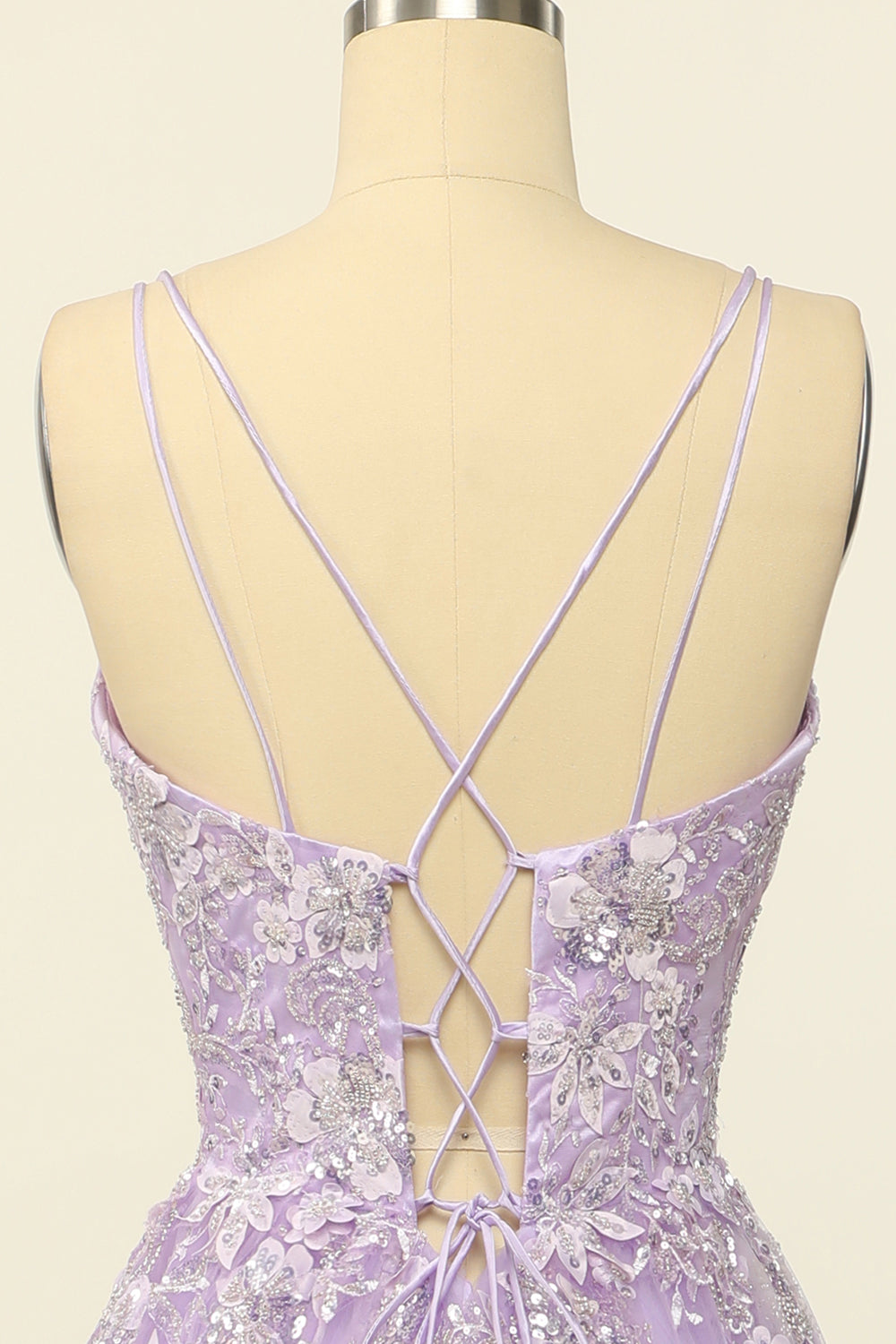 Purple Spaghetti Straps Ball Dress With Appliques