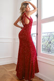 Glitter Black Mermaid One Shoulder Sequins Ball Dress With Slit