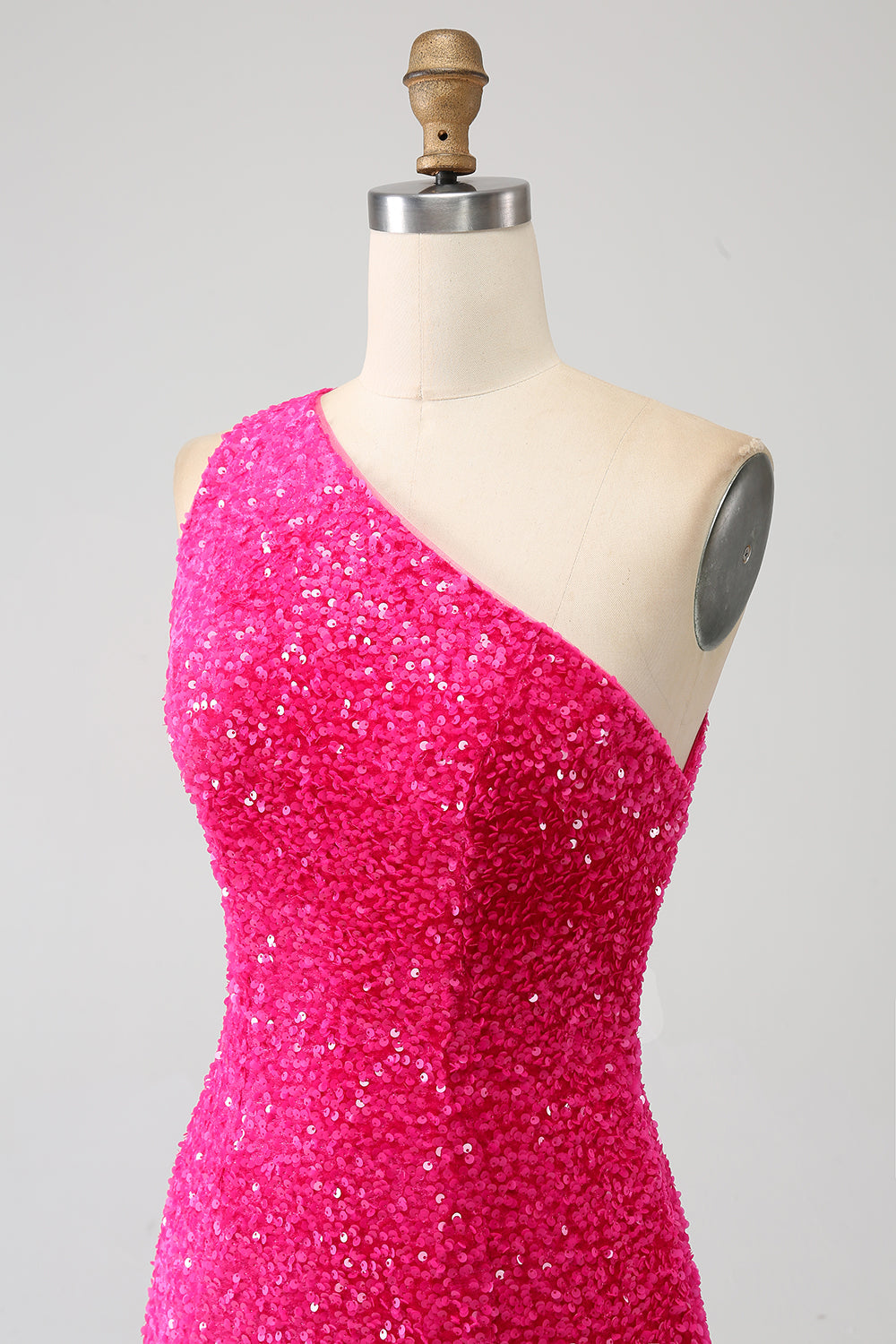 Sparkly Orange Mermaid One Shoulder Sequins Ball Dress with Slit