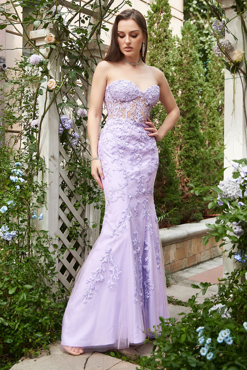 Purple Mermaid Sweetheart Neck Long Ball Dress With Appliques