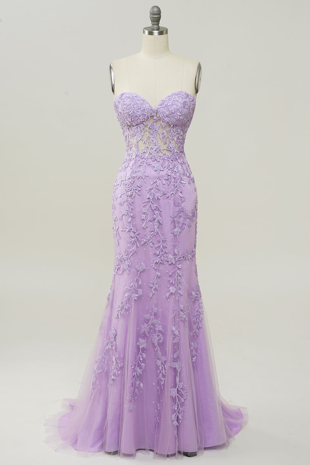 Purple Sweetheart Neck Mermaid Ball Dress With Appliques