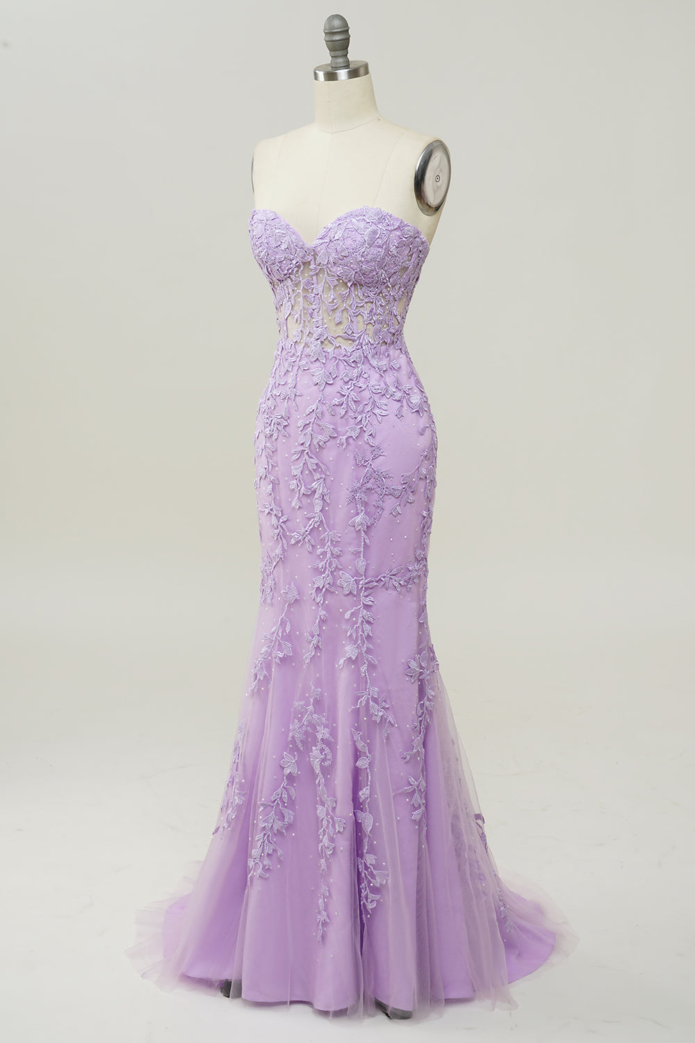 Purple Sweetheart Neck Mermaid Ball Dress With Appliques