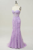 Purple Sweetheart Neck Mermaid Ball Dress With Appliques