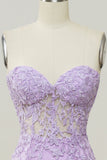Purple Sweetheart Neck Mermaid Ball Dress With Appliques