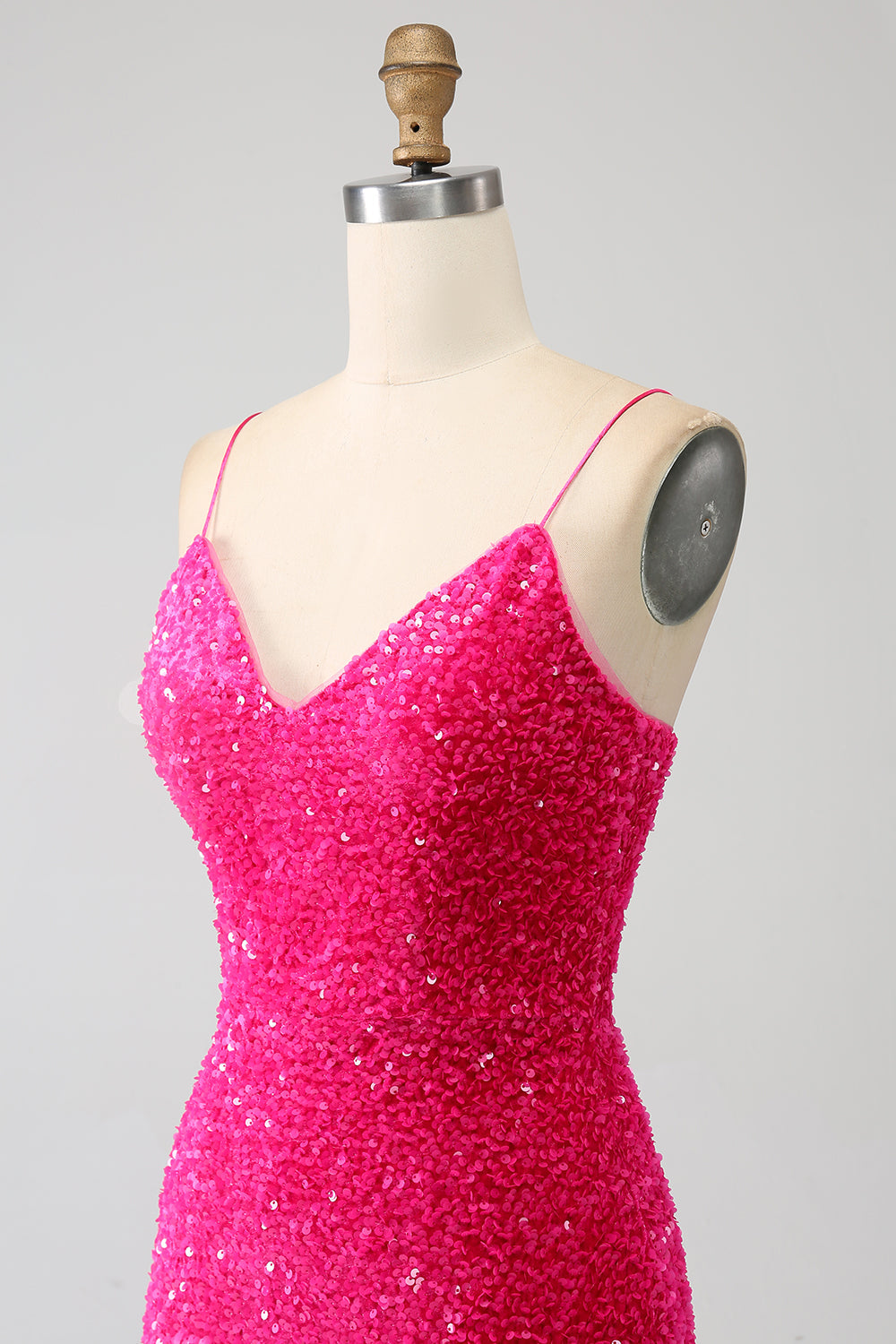 Black Mermaid Spaghetti Straps V-Neck Sequin Long Ball Dress With Split