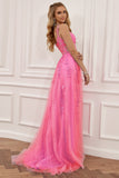 Purple Off the Shoulder Long Ball Dress with Appliques