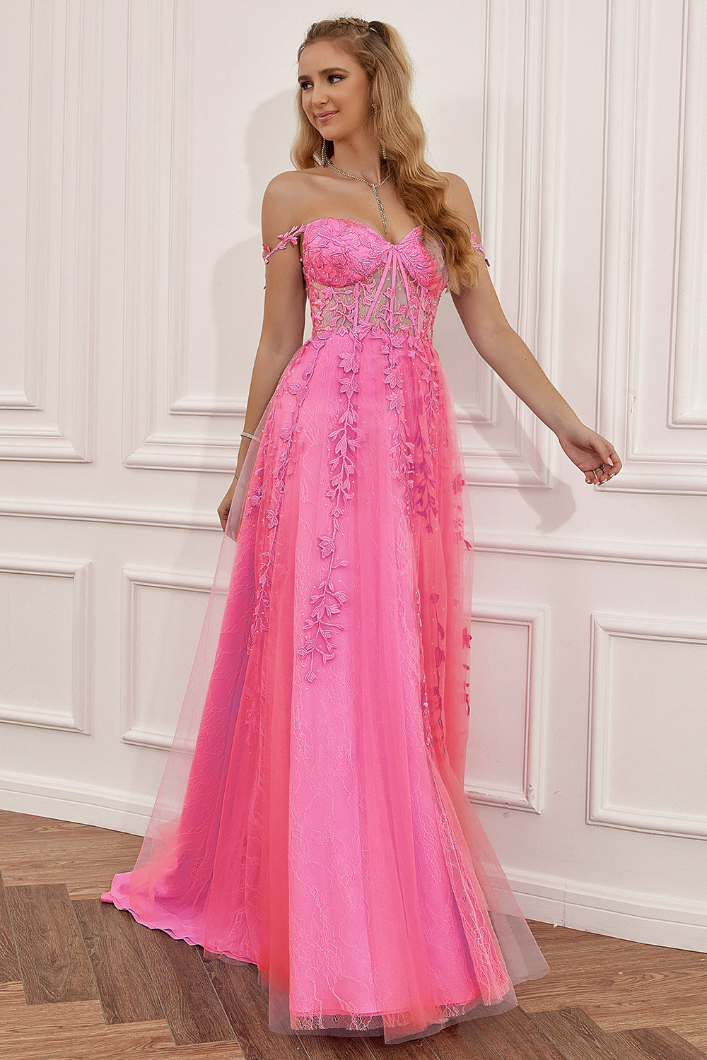 Navy Blue Sweetheart Empire Long Ball Dress with Appliques