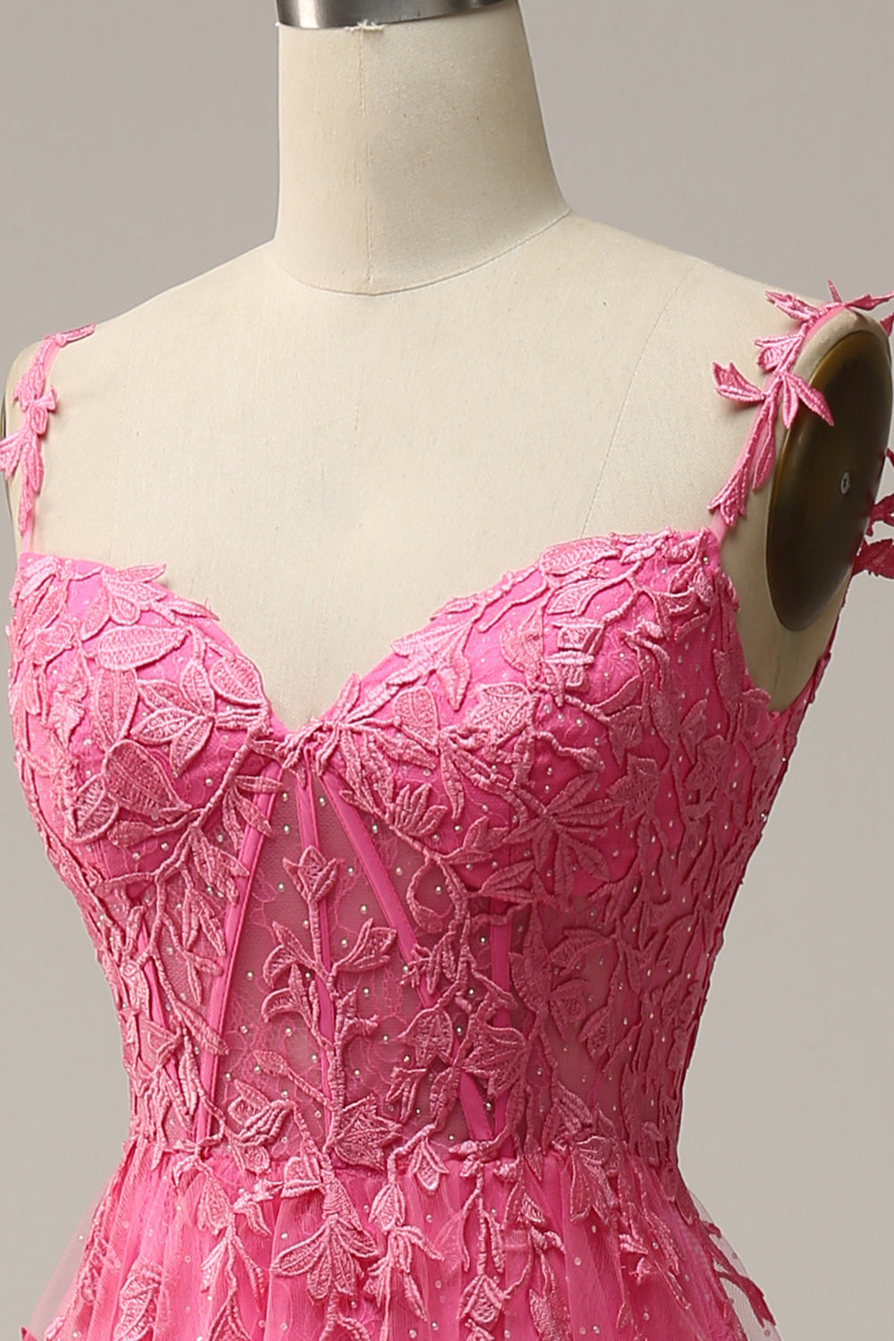 A Line Off the Shoulder Hot Pink Long Ball Dress with Appliques
