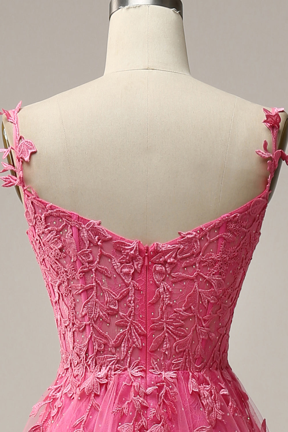 A Line Off the Shoulder Hot Pink Long Ball Dress with Appliques