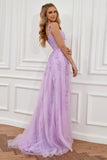 A Line Off the Shoulder Hot Pink Long Ball Dress with Appliques