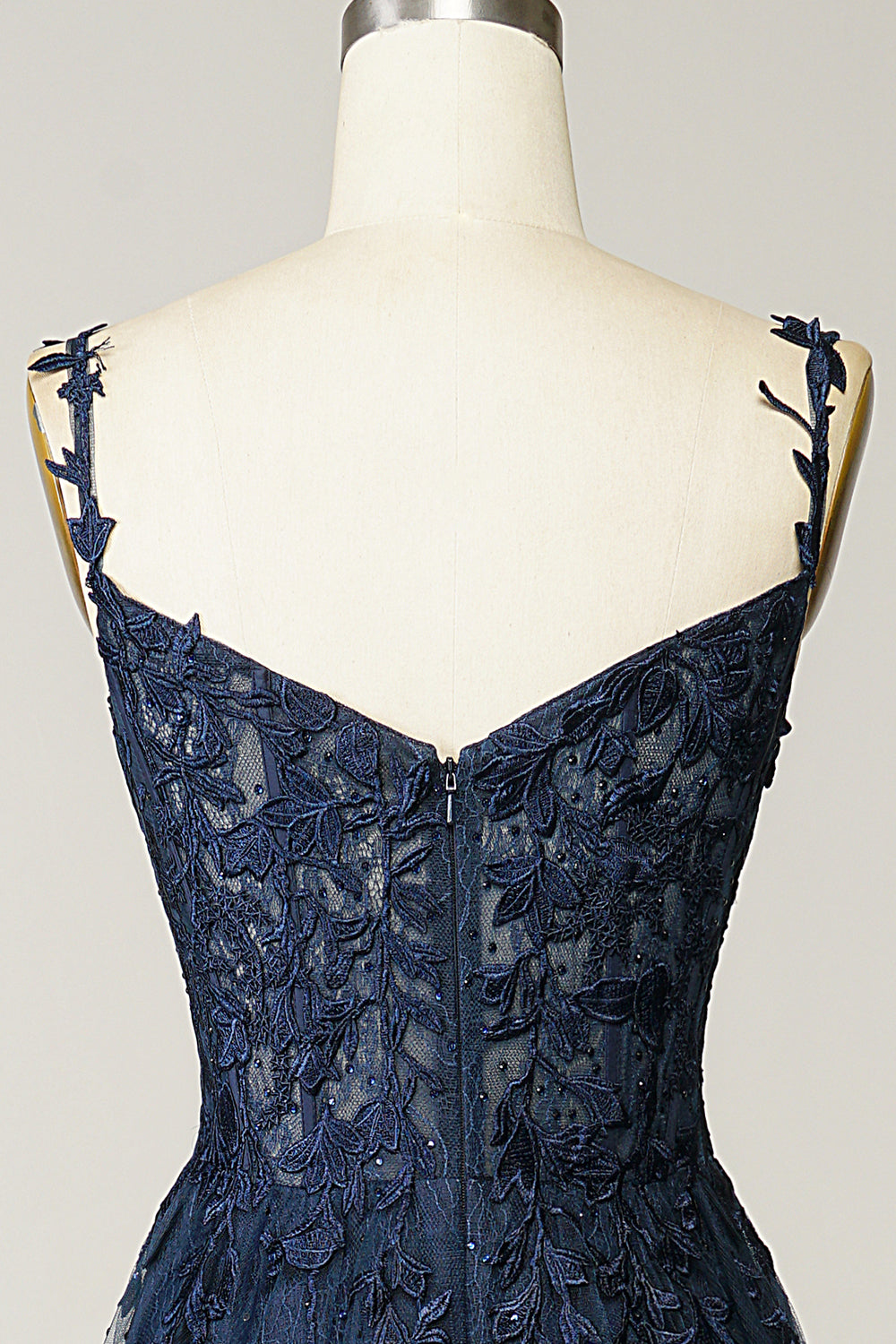 Navy Blue Sweetheart Empire Long Ball Dress with Appliques