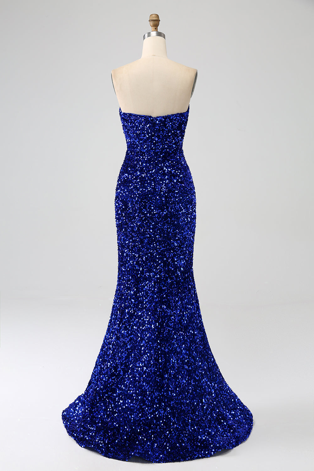 Red Strapless Sequins Long Mermaid Ball Dress With Slit