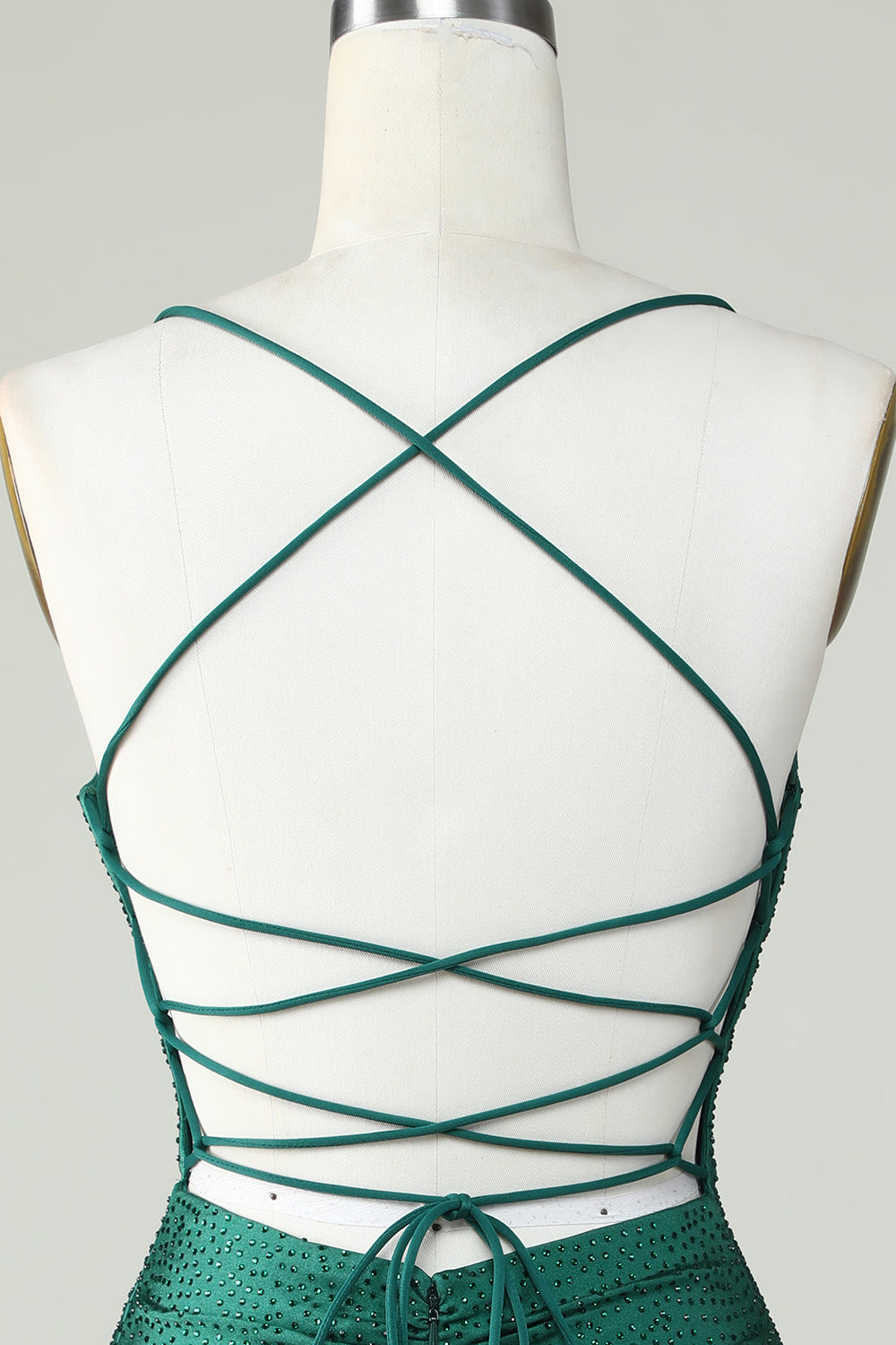 Sheath Spaghetti Straps Dark Green Short Cocktail Dress with Beading