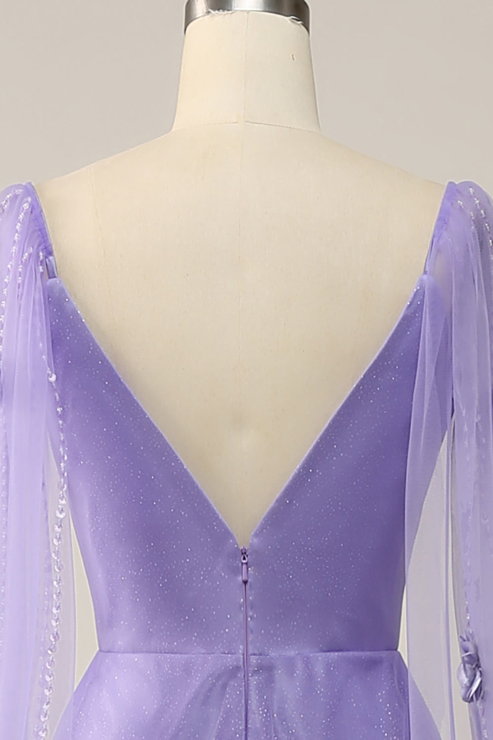 Lilac Watteau Train Ball Dress With 3D Flowers