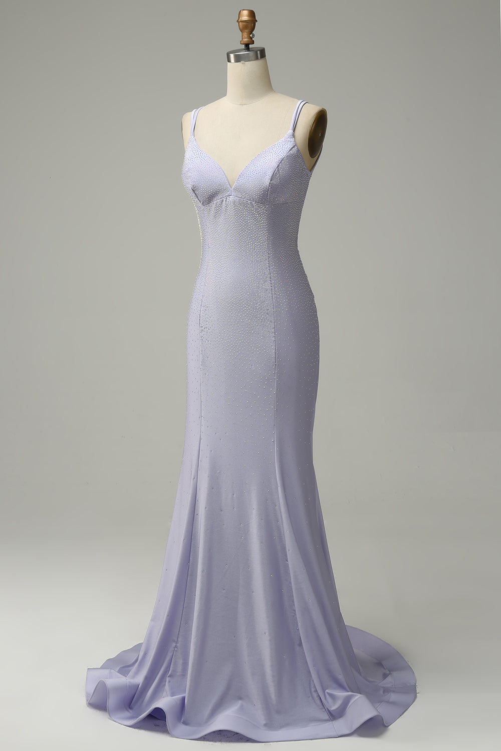 Mermaid Spaghetti Straps Lilac Long Ball Dress with Backless