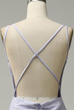 Mermaid Spaghetti Straps Lilac Long Ball Dress with Backless