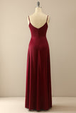 Burgundy Simple Long Bridesmaid Dress