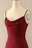 Burgundy Simple Long Bridesmaid Dress
