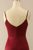 Burgundy Simple Long Bridesmaid Dress