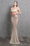 Gold Mermaid Sequin Long Ball Dress