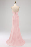 Stunning Black Mermaid Spaghetti Straps Corset Ball Dress with Split Front