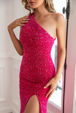 Royal Blue Glitter Ball Dress with Slit