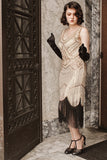 1920s Champagne Fringe Sequins Dress