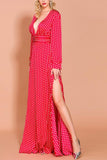 Red Polka Dots Long Sleeves Bohemian Dress
