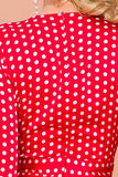 Red Polka Dots Long Sleeves Bohemian Dress