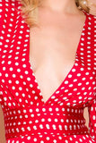 Red Polka Dots Long Sleeves Bohemian Dress