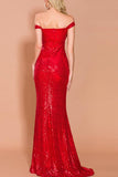 Red Sequin Memaid Long Ball Dress
