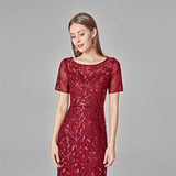 Mermaid Short Sleeves Red Ball Dress