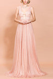 Pink Sequined Long Ball Dress