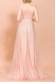 Pink Sequined Long Ball Dress