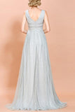 A Line Silver Sequins Long Ball Dress