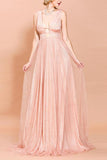 Pink Sequined Long Ball Dress