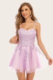 Pink Spaghetti Straps Short Party Dress