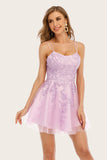 Pink Spaghetti Straps Short Party Dress