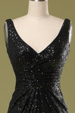 Mermaid Long Black Sequins Ball Dress