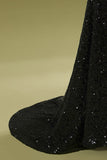Mermaid Long Black Sequins Ball Dress