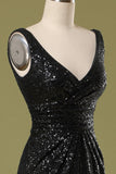 Mermaid Long Black Sequins Ball Dress