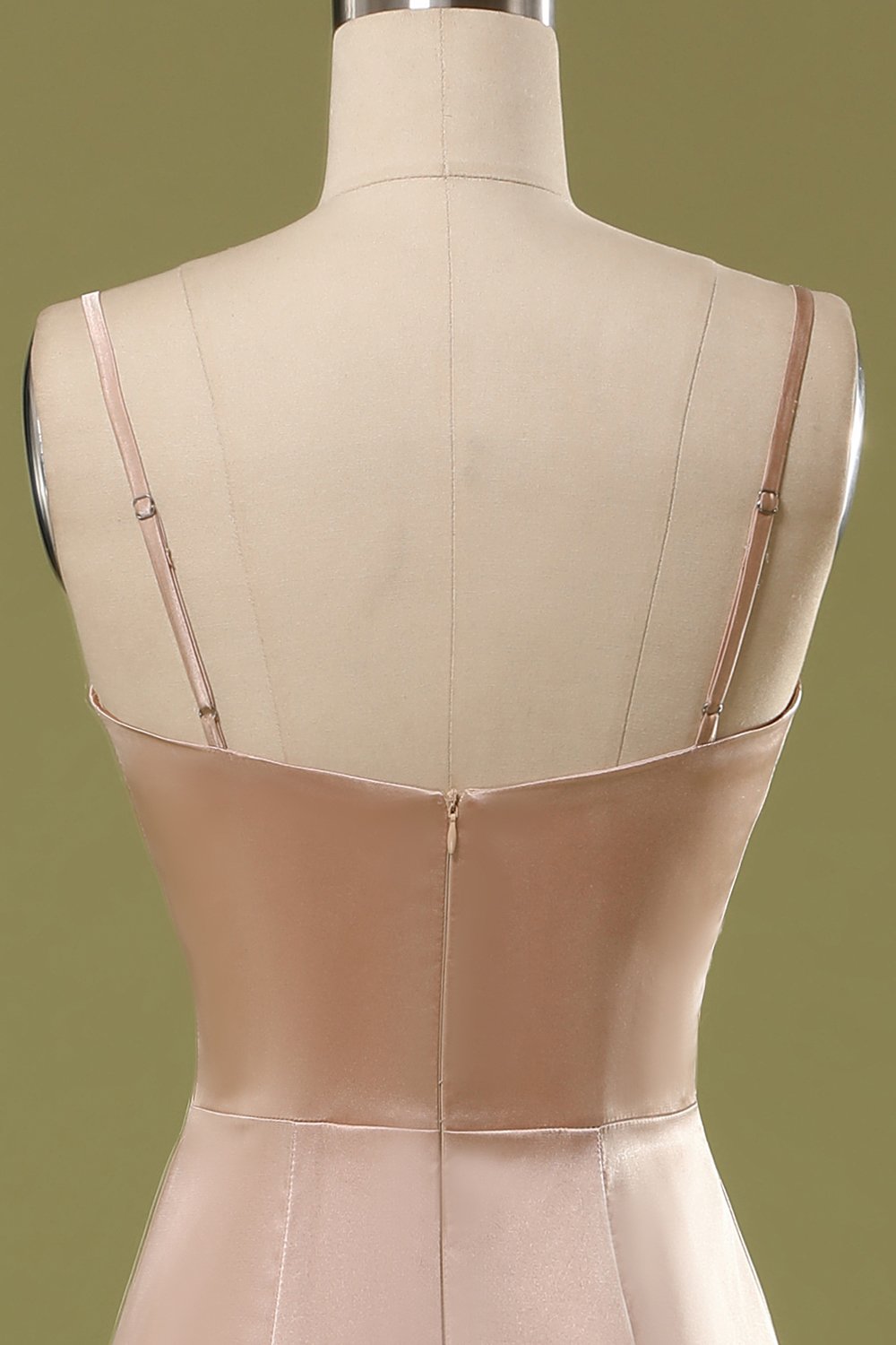 Simple Champagne Cowl-Neck Satin Long Dress