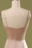 Simple Champagne Cowl-Neck Satin Long Dress