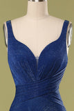Glitter Royal Blue Long Ball Dress