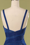 Glitter Royal Blue Long Ball Dress
