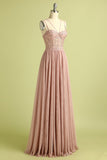 Pink Split Front Spaghetti Straps Ball Dress