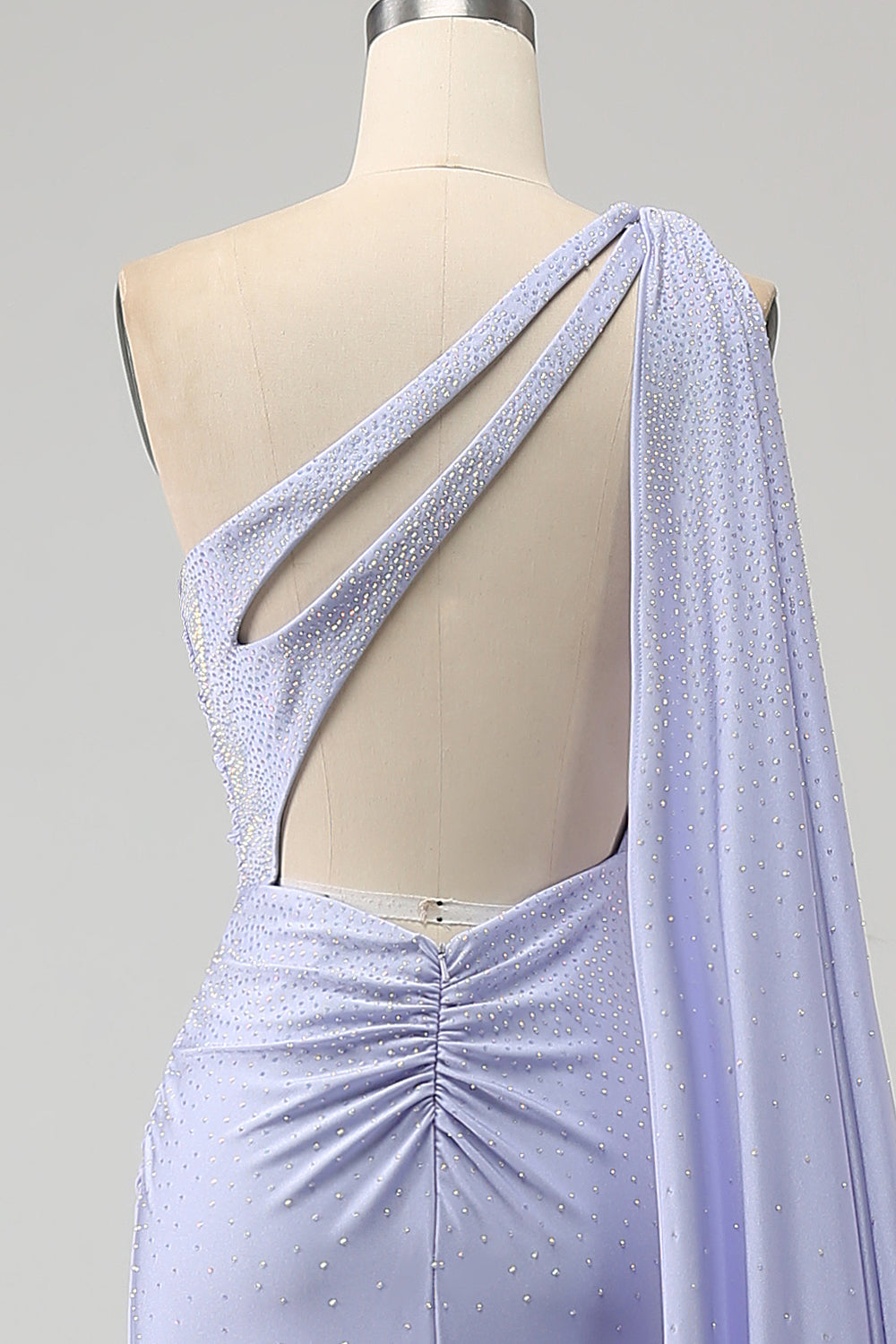 Mermaid Lilac One Shoulder Long Pleated Ball Dress with Slit